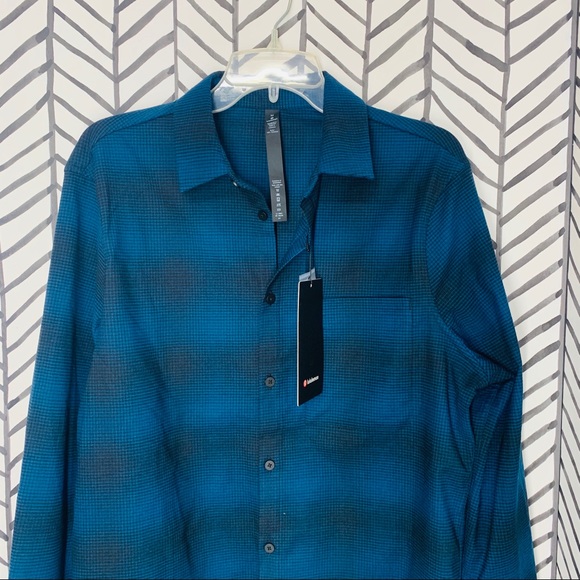 🔸 lululemon masons peak flannel plaid shirt blue - Picture 2 of 8
